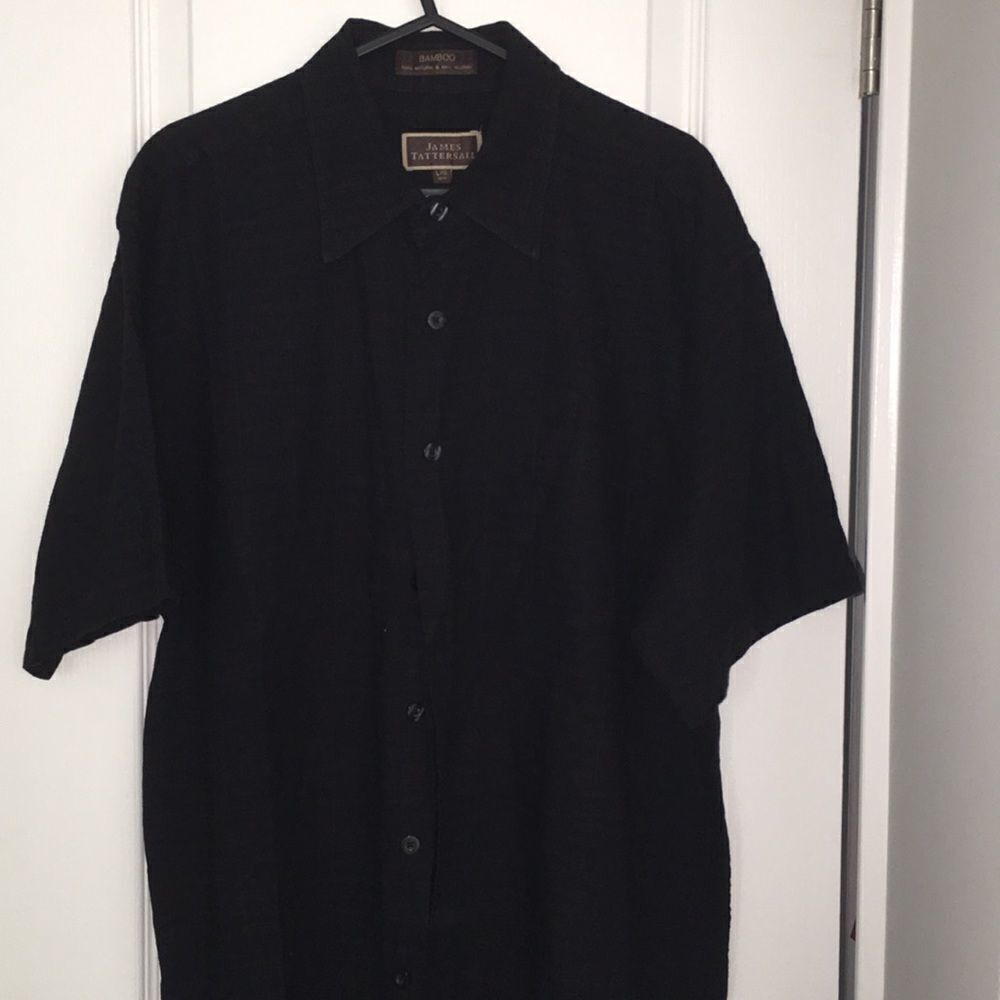 Black James Tattersall Hawaii style Bamboo shirt L